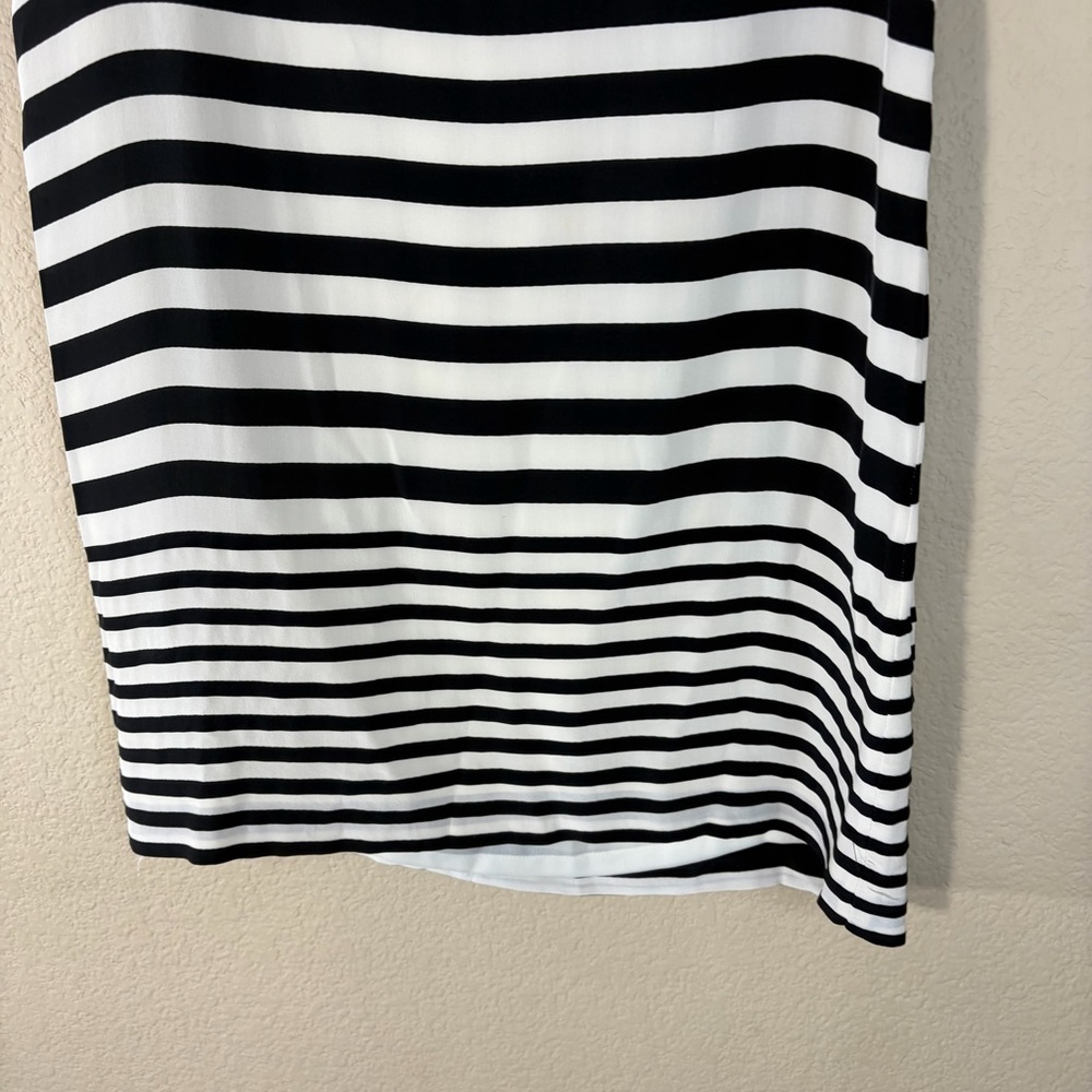 1971 Reiss Josephine Black White Striped 100% Silk Shift Dress Sz 0 Quiet Luxury - Picture 3 of 9